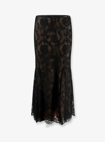 Self Portrait Lace Midi Skirt Black