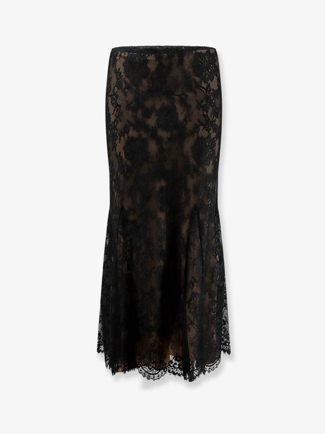 Self Portrait Lace Midi Skirt Black