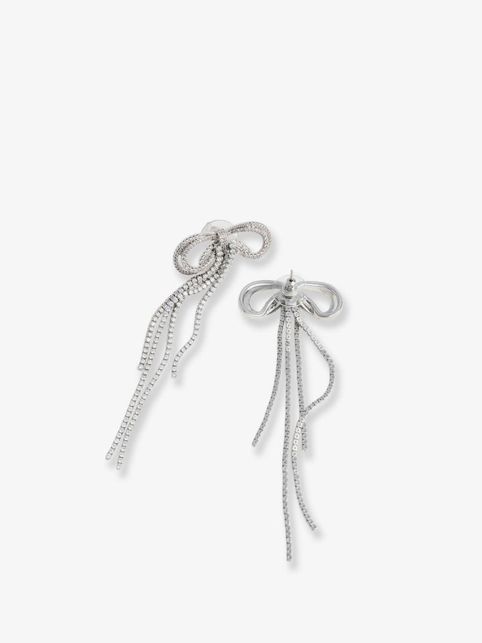 Self Portrait Double Crystal Bow Earrings