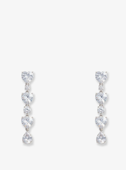 Self Portrait Crystal Heart Tiered Earrings Uni Silver