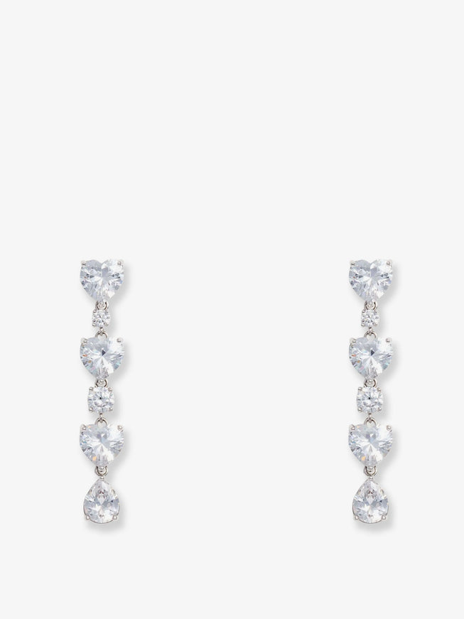 Self Portrait Crystal Heart Tiered Earrings Uni Silver