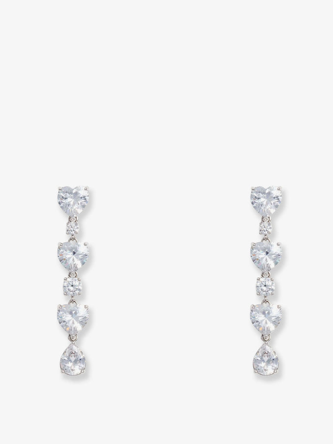 Self Portrait Crystal Heart Tiered Earrings Uni Silver