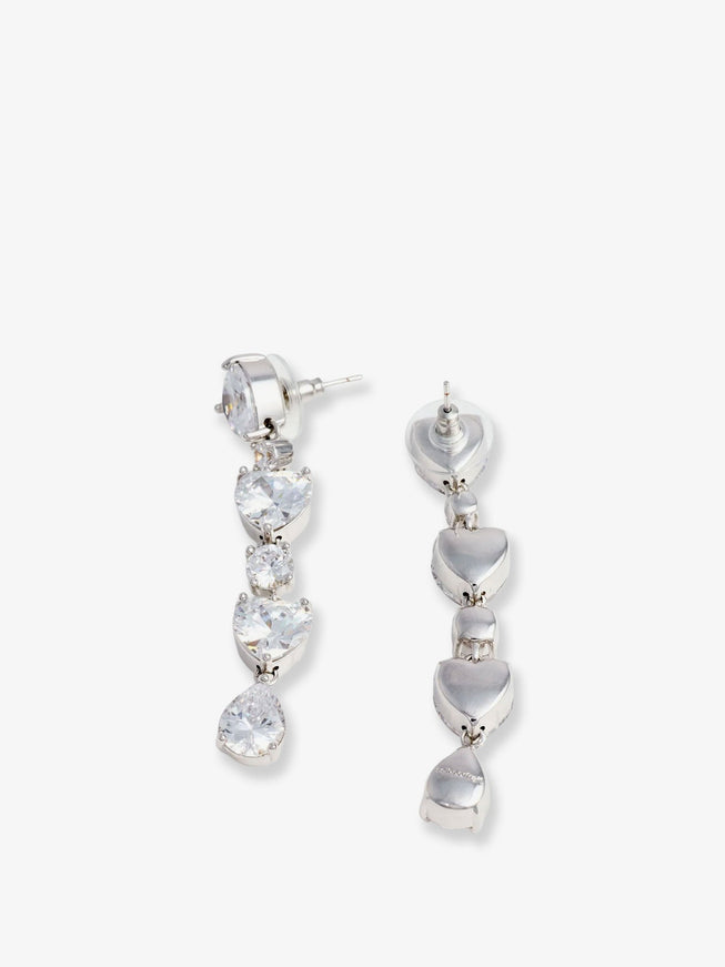 Self Portrait Crystal Heart Tiered Earrings