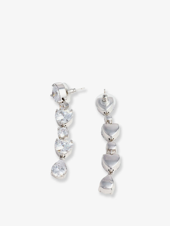 Self Portrait Crystal Heart Tiered Earrings