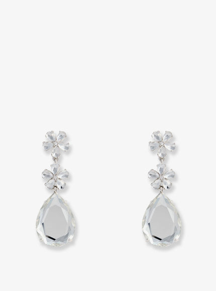 Self Portrait Crystal Flower Tiered Earrings Uni Silver
