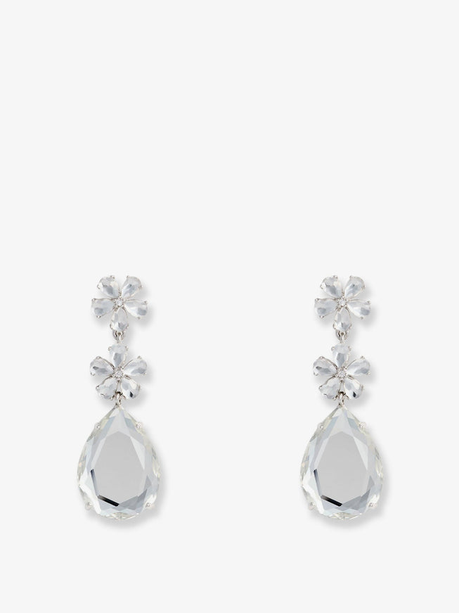 Self Portrait Crystal Flower Tiered Earrings Uni Silver