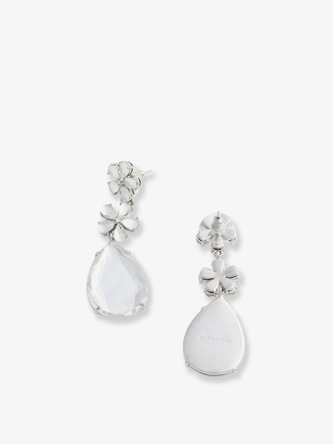 Self Portrait Crystal Flower Tiered Earrings