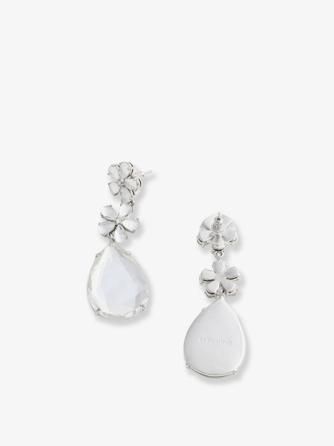 Self Portrait Crystal Flower Tiered Earrings
