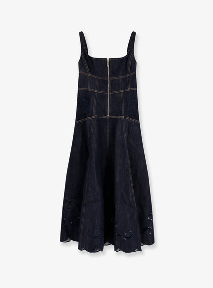 Self Portrait Denim Midi Dress Blue