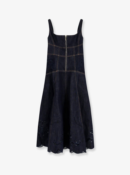Self Portrait Denim Midi Dress Blue