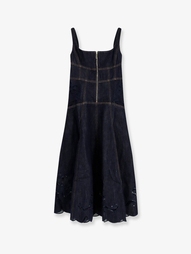 Self Portrait Denim Midi Dress Blue