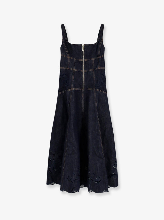 Self Portrait Denim Midi Dress Blue