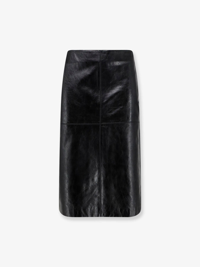 Soeur Gwen Leather Midi Skirt Noir
