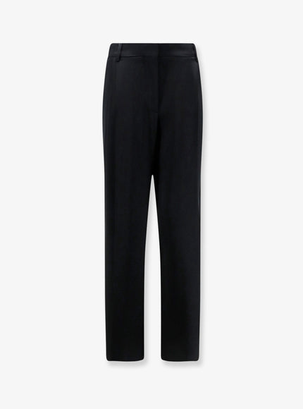 Stella Mccartney Pleated Straight Satin Trousers Black