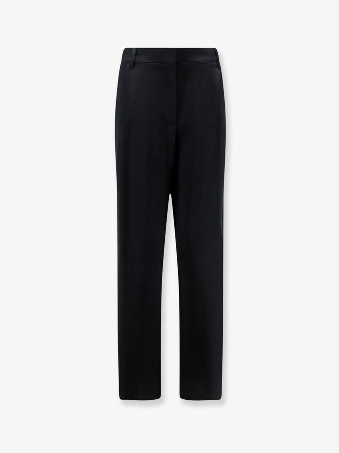Stella Mccartney Pleated Straight Satin Trousers Black