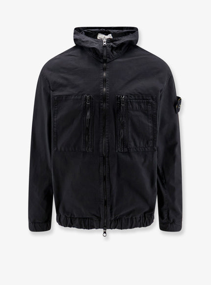 Stone Island Hooded Organic Cotton Jacket Black