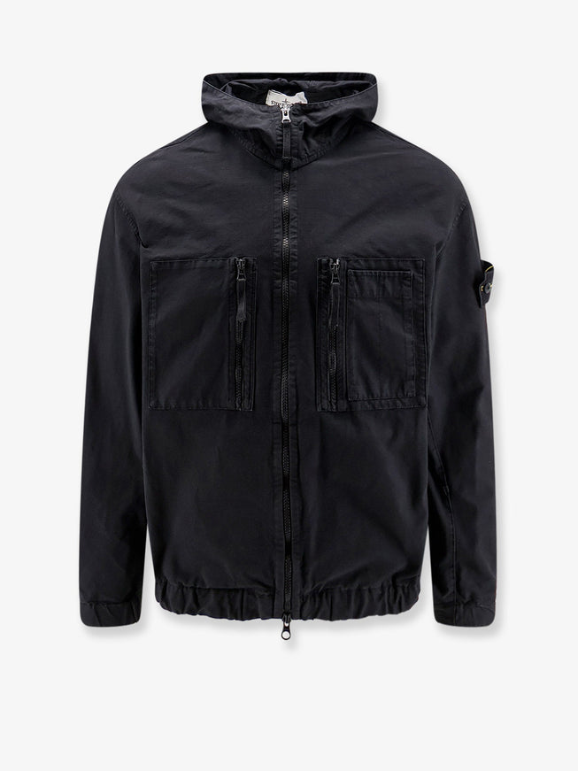 Stone Island Hooded Organic Cotton Jacket Black