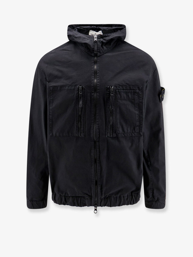 Stone Island Hooded Organic Cotton Jacket Black