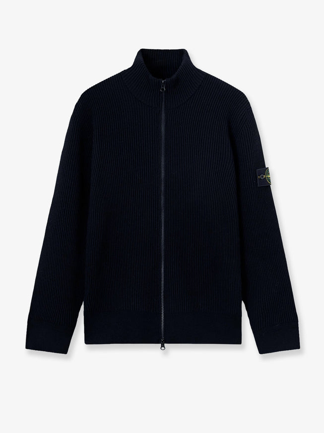 Stone Island Virgin Wool Cardigan Navy Blue