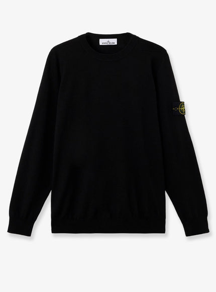 Stone Island Wool Sweater With Side Logo Patch Black