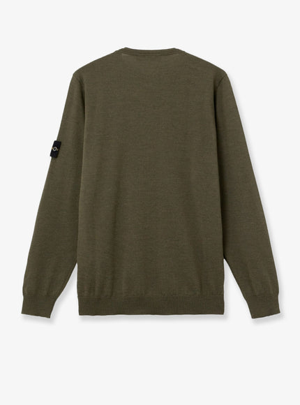 Stone Island Wool Sweater With Side Logo Patch