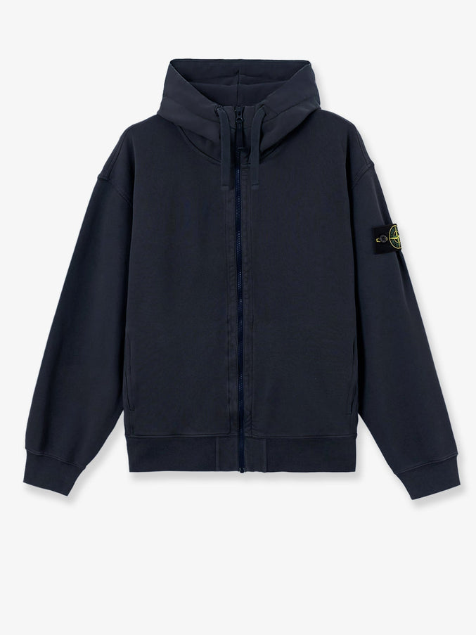 Stone Island Oversize Biologic Cotton Sweatshirt With Zip Blue Navy