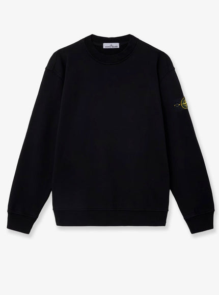 Stone Island Cotton Sweatshirt With Side Logo Patch Black
