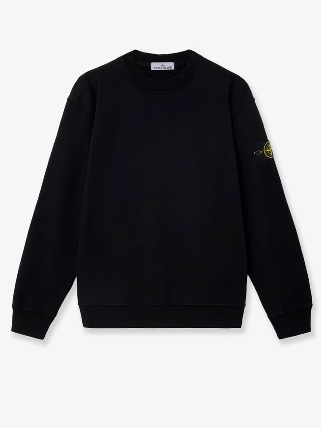 Stone Island Cotton Sweatshirt With Side Logo Patch Black