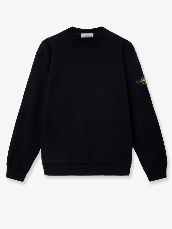 Stone Island Cotton Sweatshirt With Side Logo Patch Black