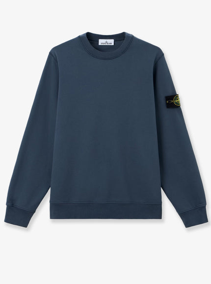 Stone Island Cotton Sweatshirt With Side Logo Patch Slate Blue
