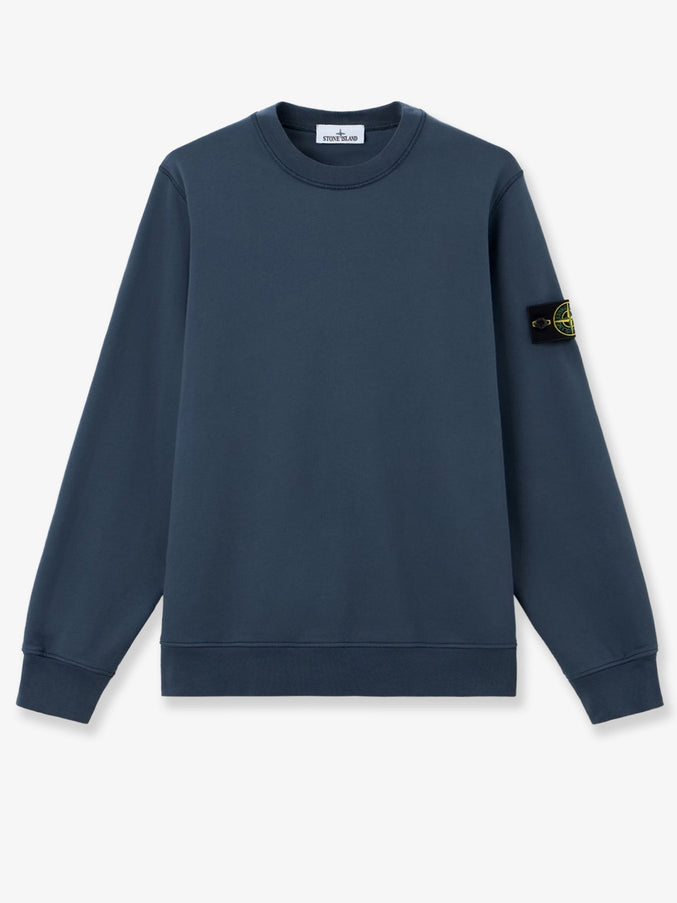 Stone Island Cotton Sweatshirt With Side Logo Patch Slate Blue