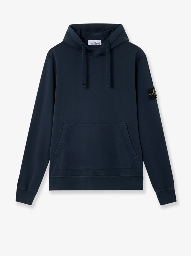 Stone Island Cotton Sweatshirt With Side Logo Patch Navy Blue