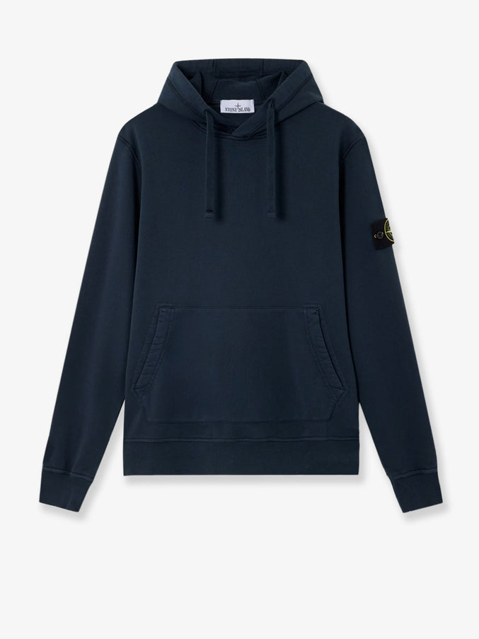 Stone Island Cotton Sweatshirt With Side Logo Patch Navy Blue