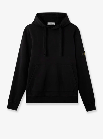 Stone Island Cotton Sweatshirt With Side Logo Patch Black