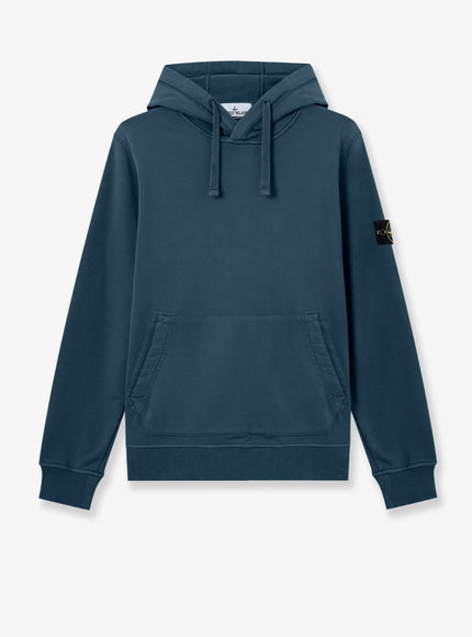 Stone Island Cotton Sweatshirt With Side Logo Patch Slate Blue