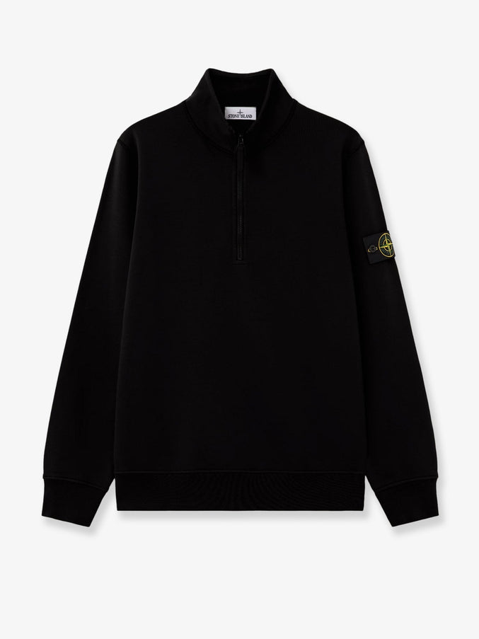 Stone Island Cotton Sweatshirt With Side Logo Patch Black