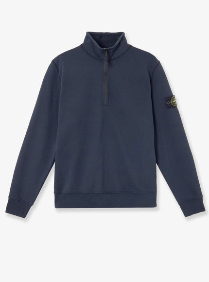 Stone Island Cotton Sweatshirt With Side Logo Patch Slate Blue
