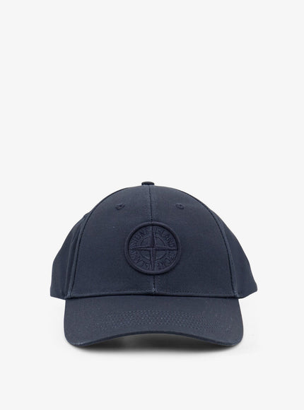 Stone Island Cotton Hat With Logo On The Front Uni Navy Blue