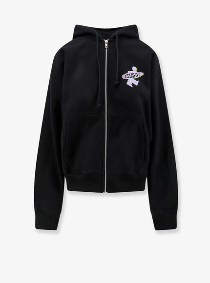 Stussy Cotton Blend Sweatshirt With Maxi Back Print Black
