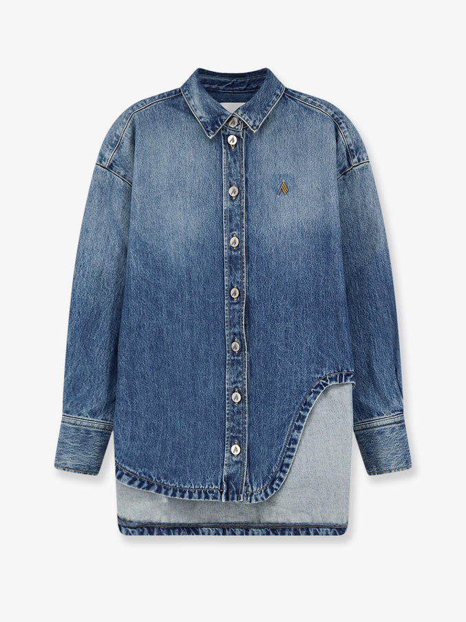 The Attico Bomber Blue Denim Shirt Skyblue