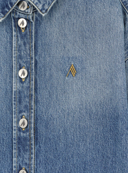 The Attico Bomber Blue Denim Shirt