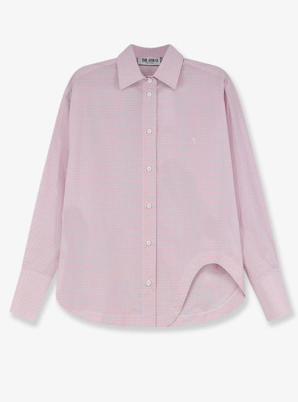 The Attico Cotton Shirt With Front Embroidered Logo Whitepink