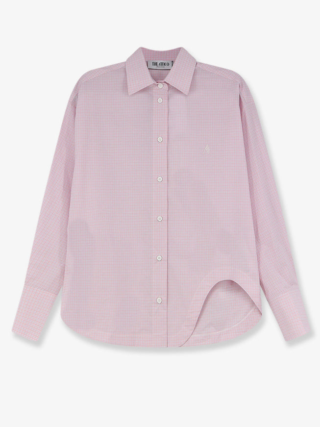 The Attico Cotton Shirt With Front Embroidered Logo Whitepink