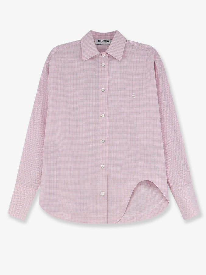 The Attico Cotton Shirt With Front Embroidered Logo Whitepink