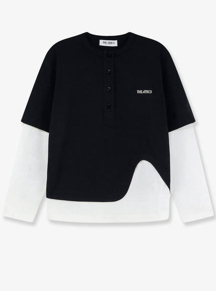 The Attico Cotton T-Shirt With Embroidered Logo On The Front Blckwhite