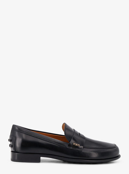 Tod's Black Leather Loafers with Gommini Detail Nero