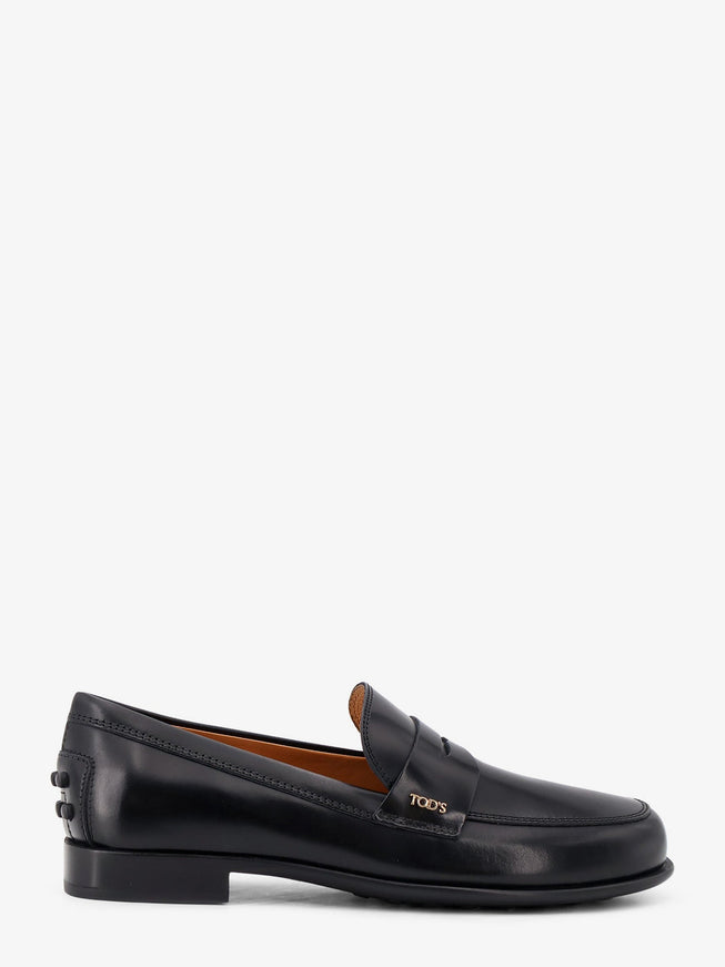 Tod's Black Leather Loafers with Gommini Detail Nero