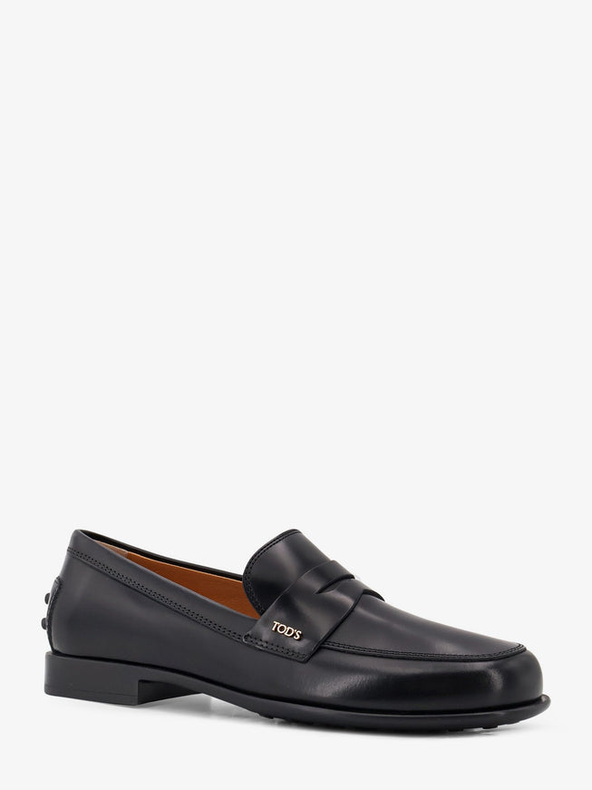 Tod's Black Leather Loafers with Gommini Detail