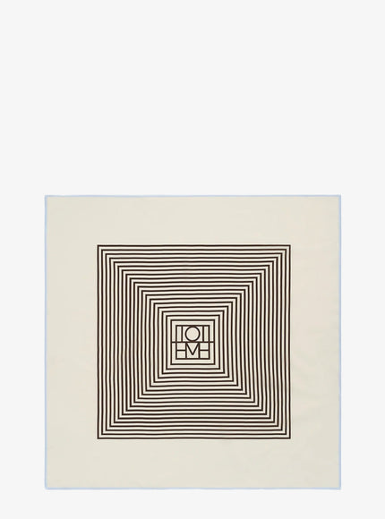 Toteme Centered Monogram Silk Foulard Uni Macadamia