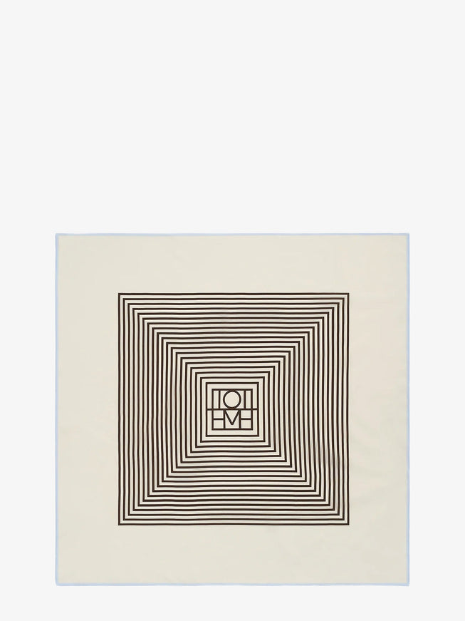 Toteme Centered Monogram Silk Foulard Uni Macadamia